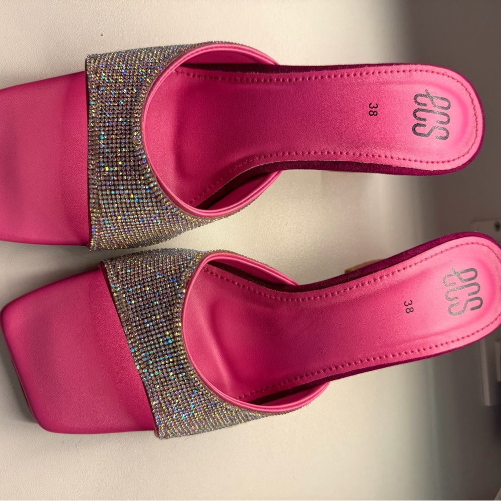 Pink Rhinestone Embellished Women's Sandals